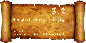 Bonyhai Keresztély névjegykártya